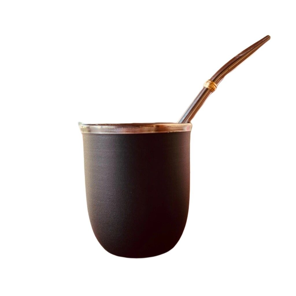MATE TERMICO ACERO INOXIDABLE - JB BAZAR - NEGRO TEXTURADO