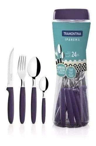 JUEGO DE CUBIERTOS IPANEMA EN FRASCO X 24 TRAMONTINA - violeta (23399/891)