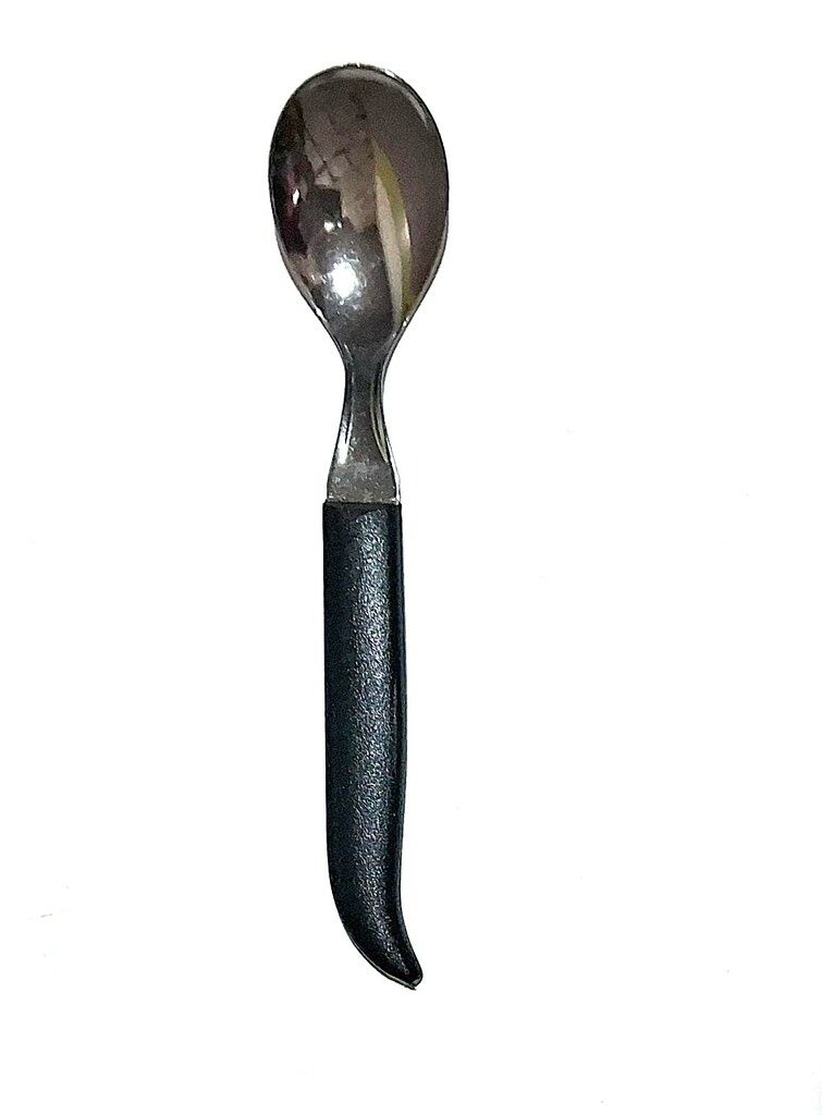 CUCHARA TE ACERO INOXIDABLE MANGO PLASTICO NEGRO (FIDENZA)