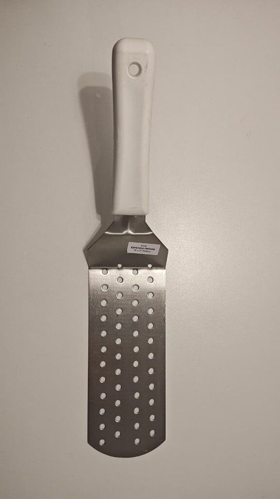ESPATULA PERFORADA PALA PLANCHA FRUTURAS ACERO INOX. LARGA 9X3